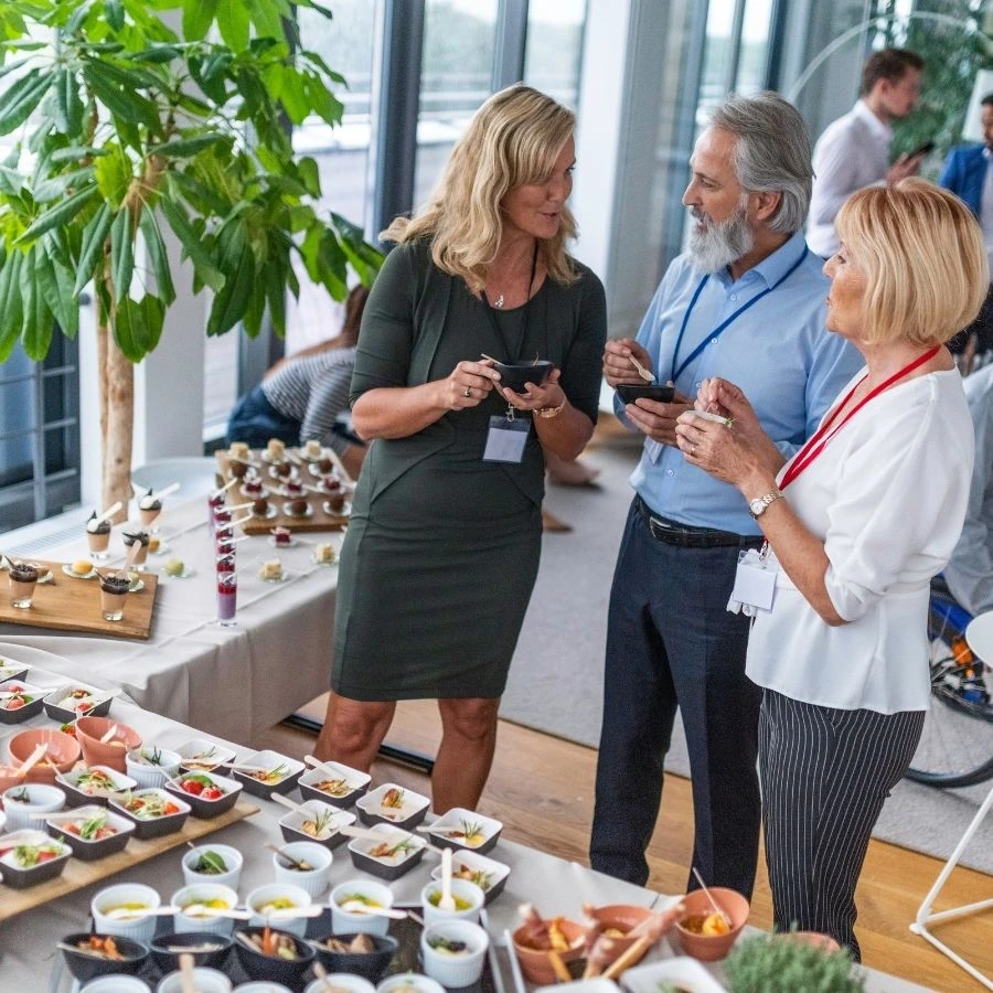 Guests networking during a curated business event