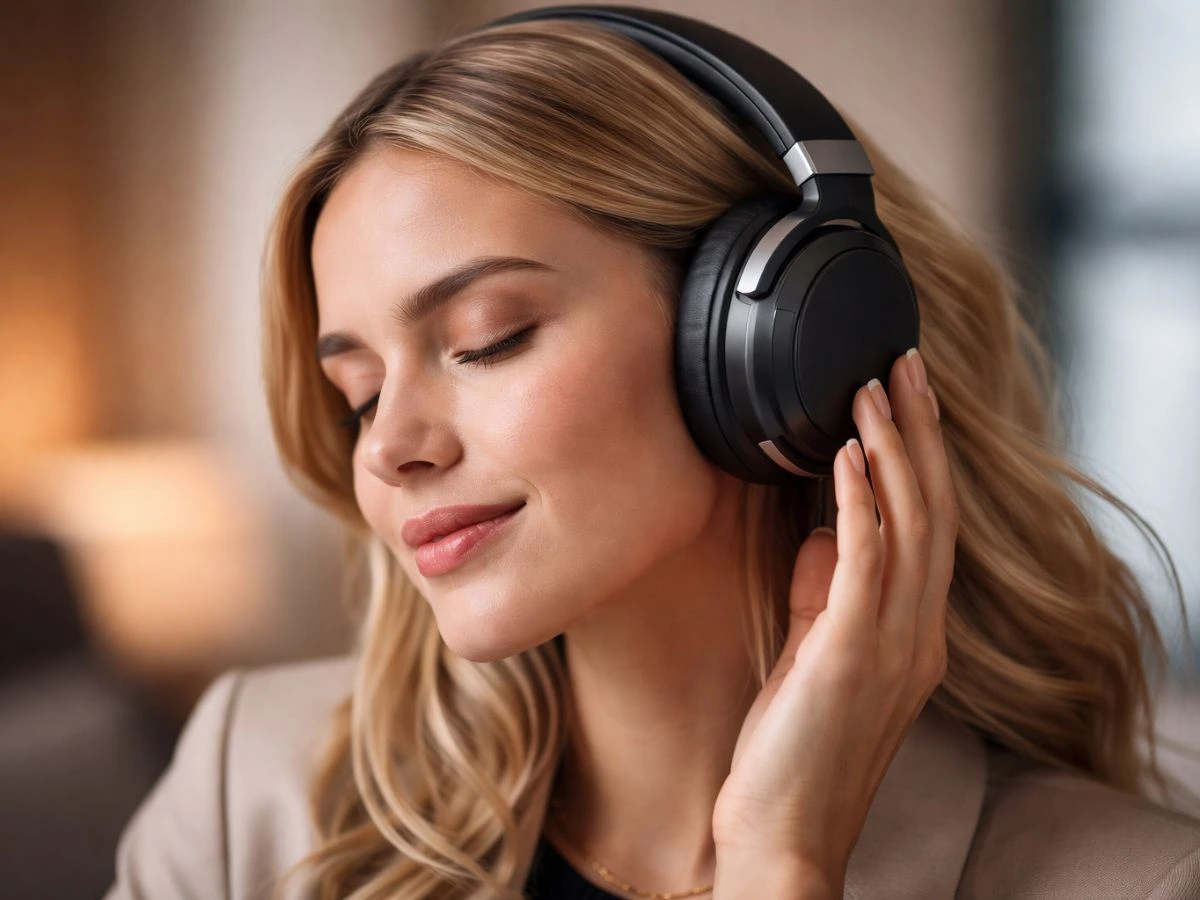 Premium wireless headphones launch product close-up