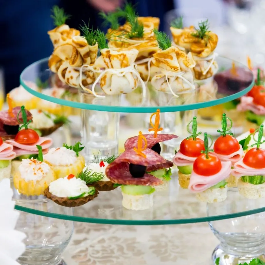 Elegant canapés and drinks reception hospitality at gala event