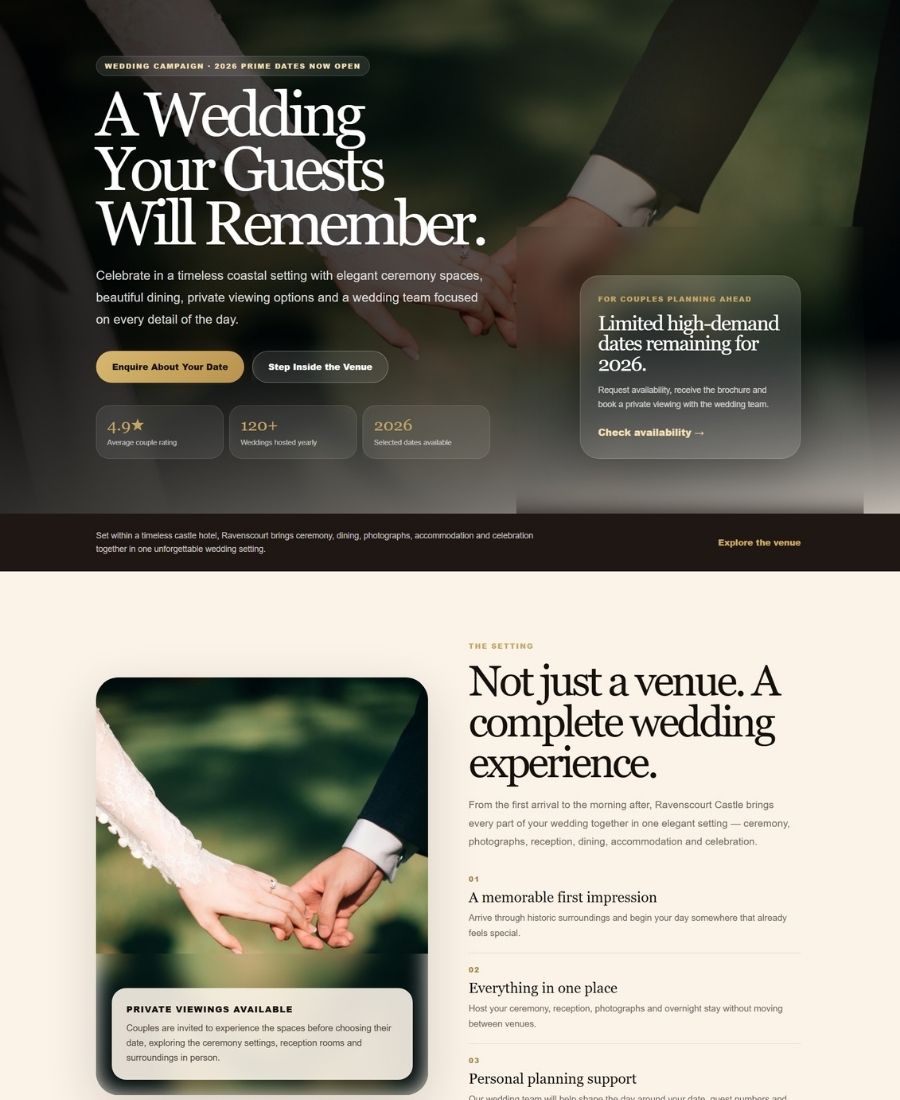 Luxury hotel weddings page example